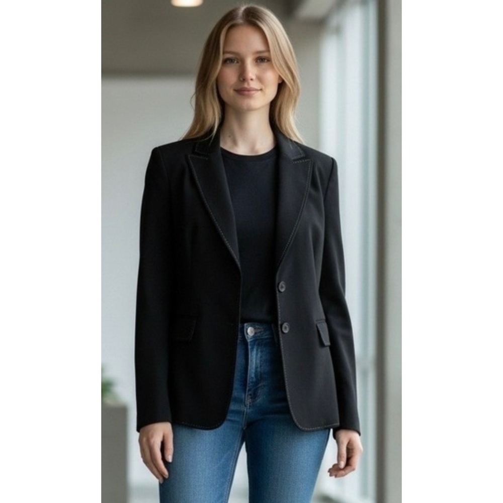 Nine‎ West Black One Button Blazer Suit Jacket Womens Size 10